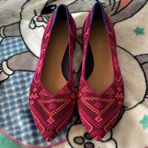 Rothy's Fuchsia and Blue Patterned Flats